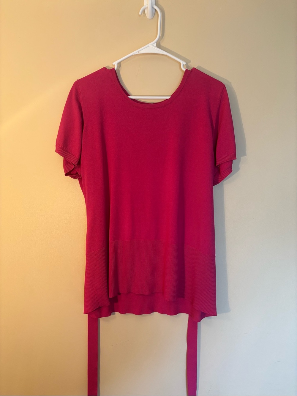 Cato Fuchsia Short Sleeve Knit Top with Side Ties